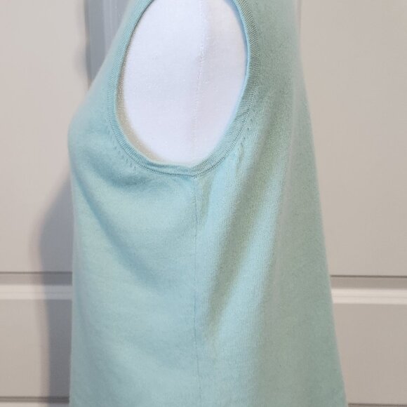 Women's Chadwick's Cyan Cashmere Sleeveless Turtleneck Size Large - Picture 2 of 11